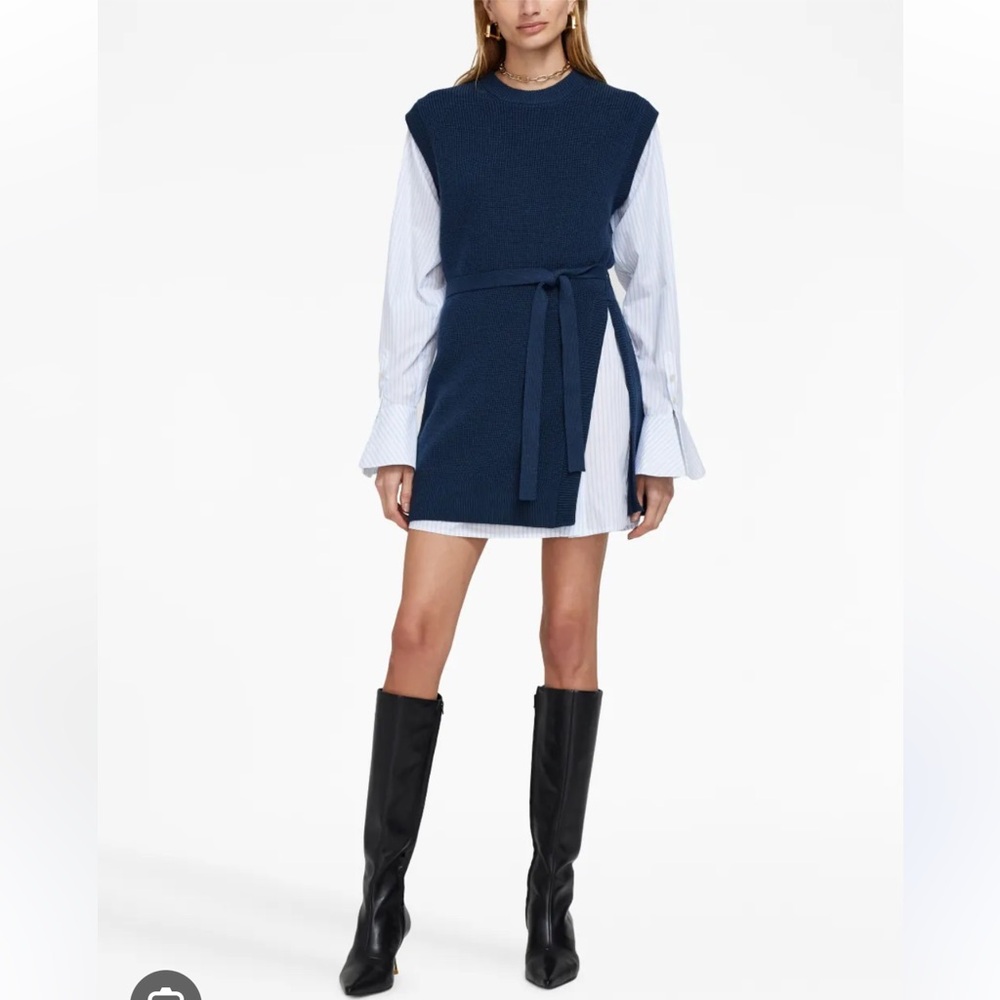 SIMKHAI Belted Sweater Dress in Midnight - size M